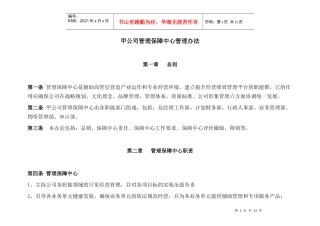甲公司管理保障中心管理办法