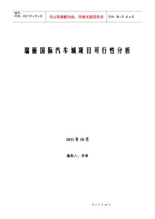 瑞丽国际汽车城项目可行性分析