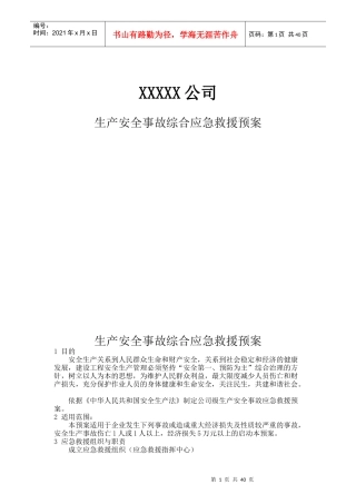 生产安全事故综合应急救援预案（DOC71页）