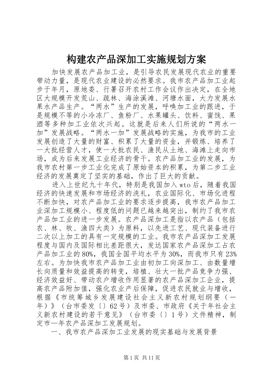 构建农产品深加工实施规划方案_第1页