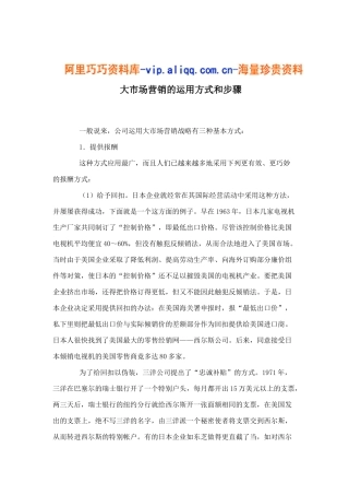 大市场营销的运用方式和步骤
