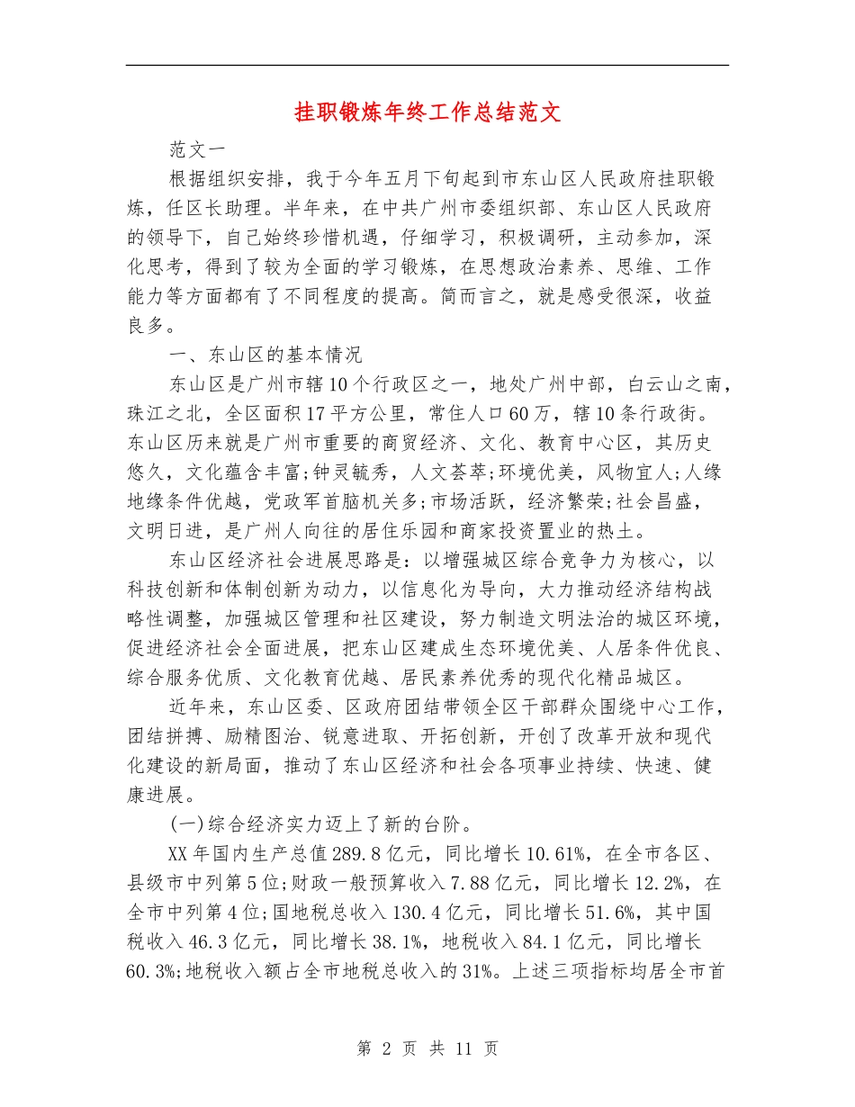 挂职锻炼年终工作总结范文_第2页