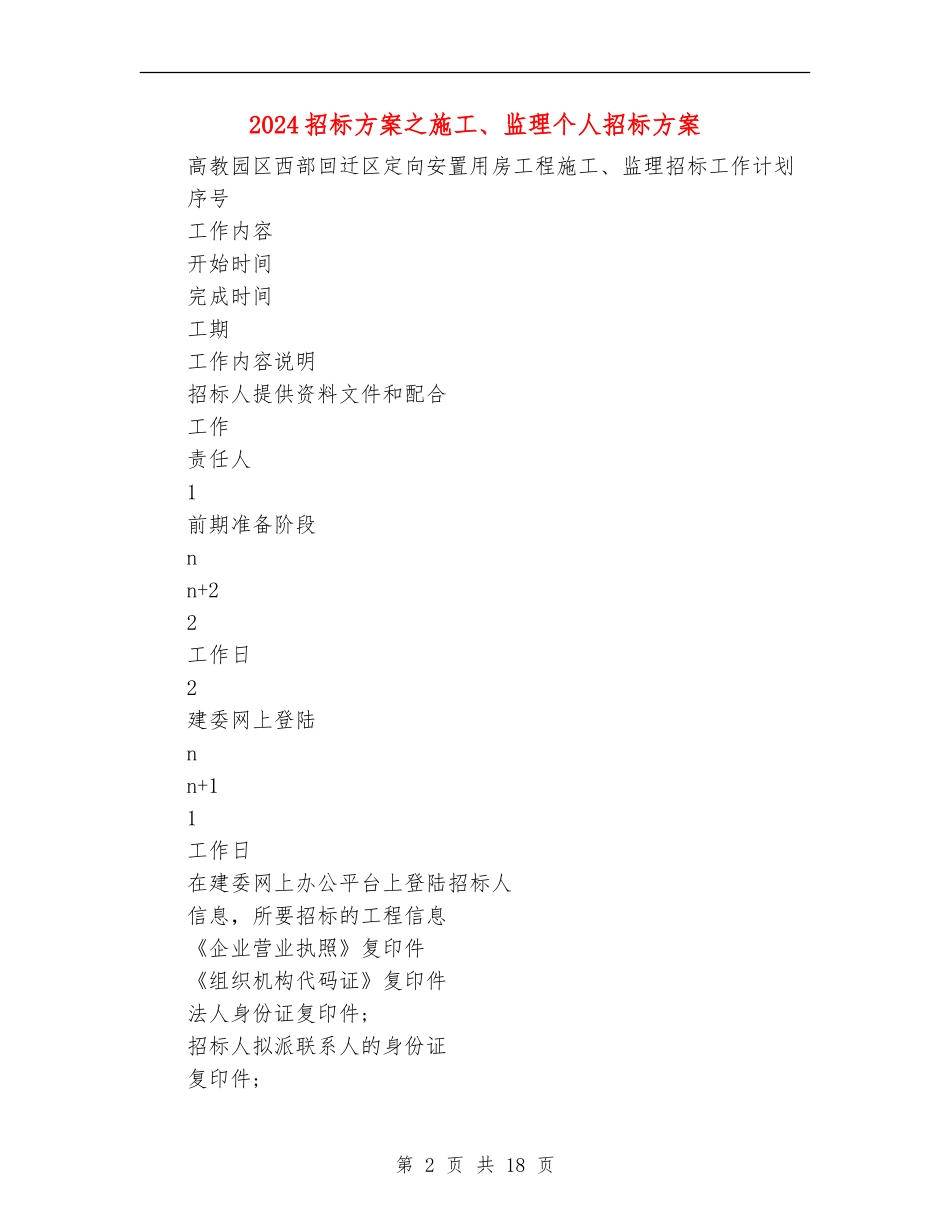 2024招标方案之施工、监理个人招标方案_第2页