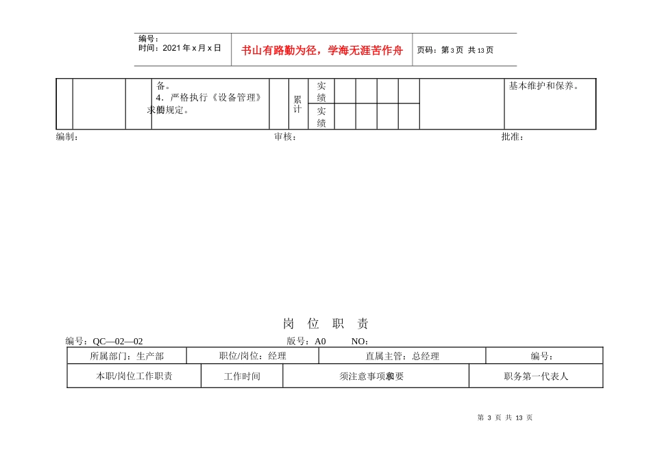 生产部年度部门目标管理表_第3页