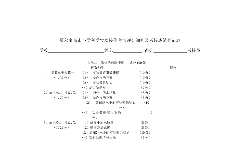 某小学科学实验操作考核评分细则与成绩登记表_第2页