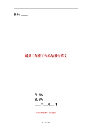 新员工年度工作总结报告范文