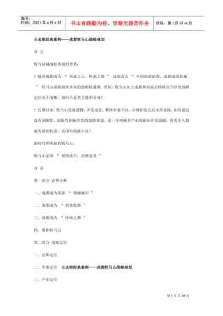王志刚经典案例——成都牧马山战略规划(DOC50页)