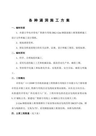 各种涵洞施工方案