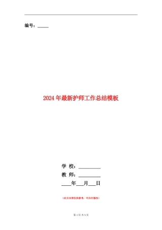 2024年最新护师工作总结模板
