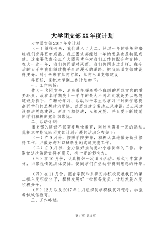 大学团支部XX年度计划