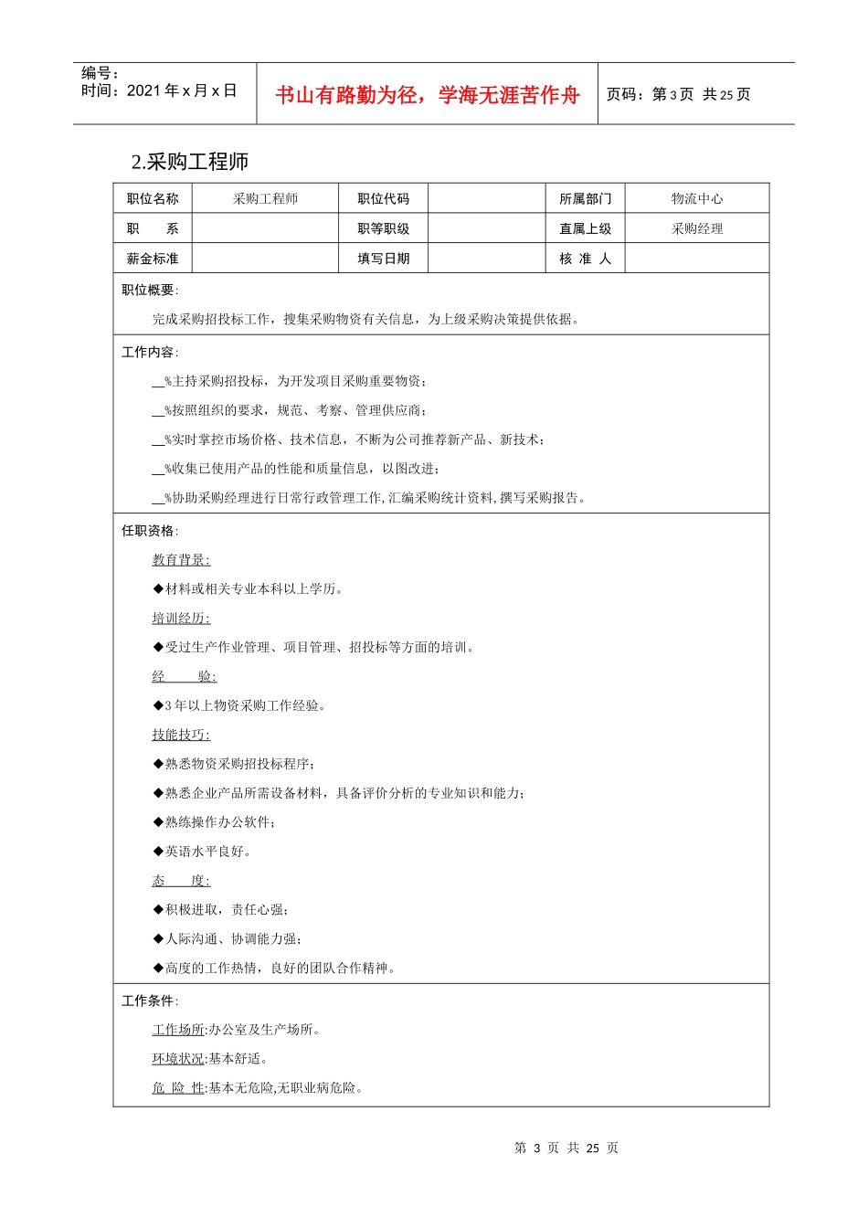 物流類職位說明書_第3页