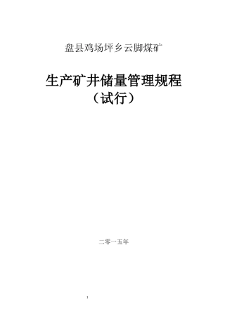 生产矿井储量管理规程(试行)
