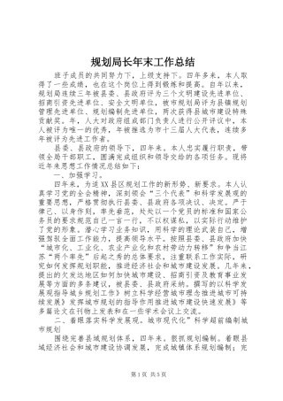 规划局长年末工作总结