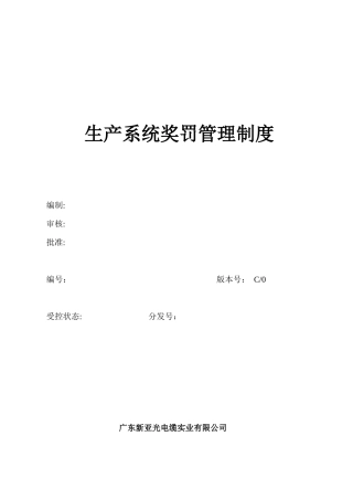 生产系统奖罚管理制度XXXX228