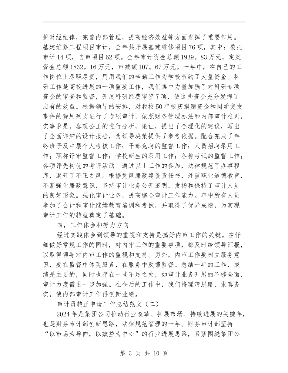 审计员转正申请工作总结范文_第3页
