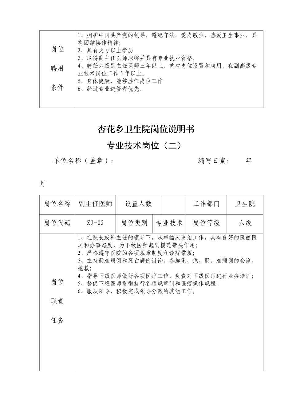 杏花乡卫生院岗位说明1_第2页