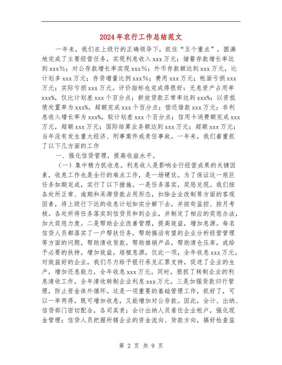 2024年农行工作总结范文_第2页