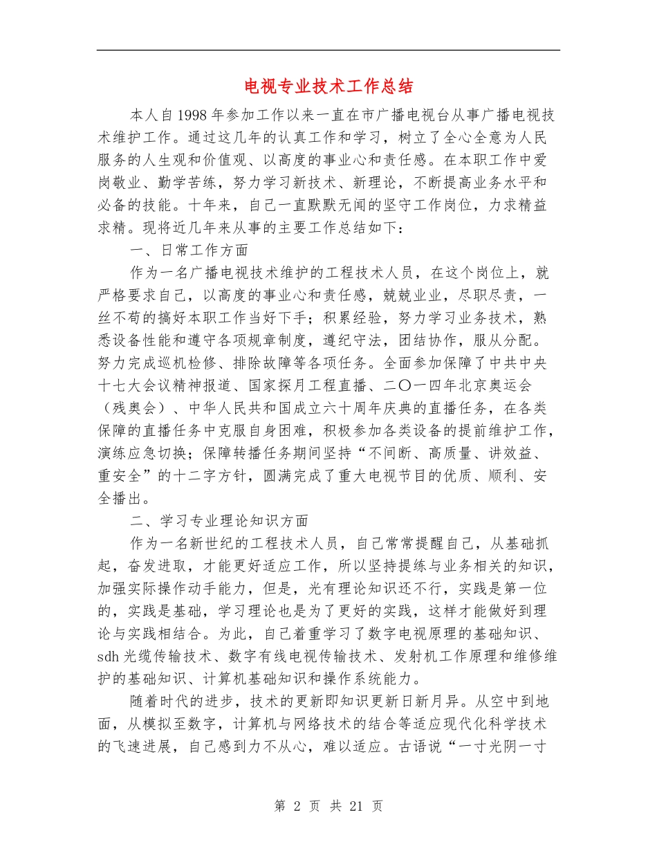 电视专业技术工作总结_第2页