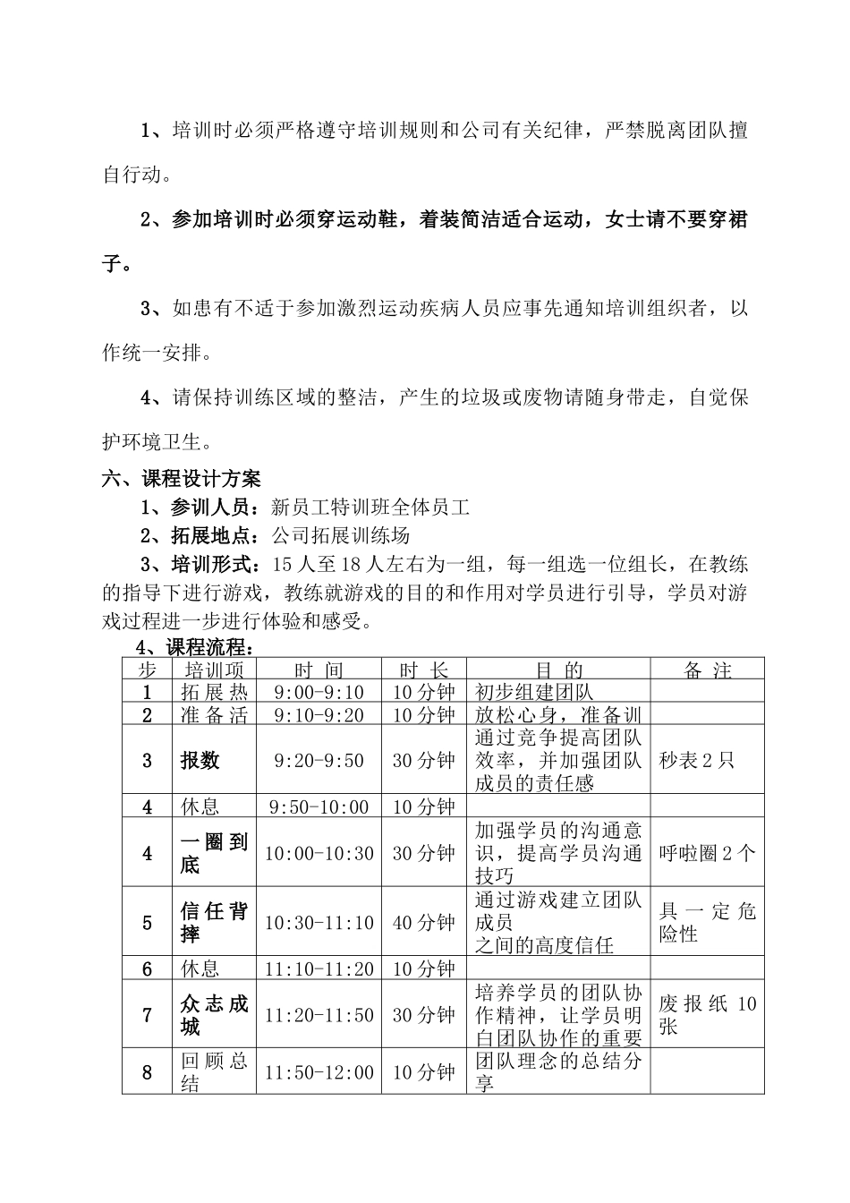 新员工团队拓展训练方案_第2页