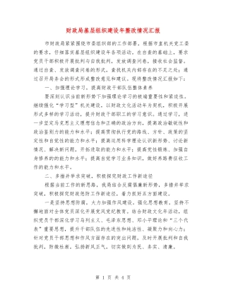 财政局基层组织建设年整改情况汇报