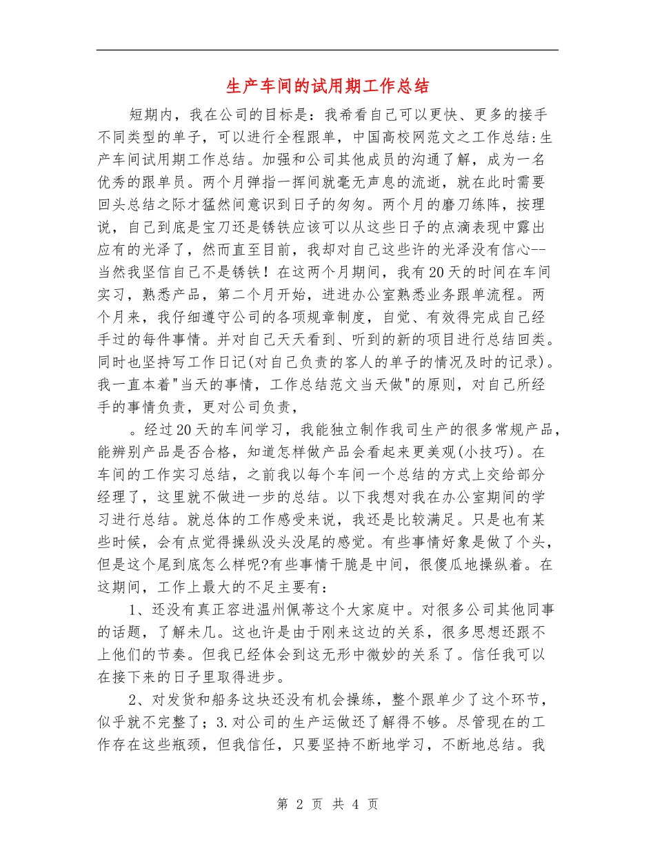 生产车间的试用期工作总结_第2页