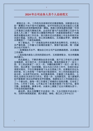 2017年公司业务人员个人总结范文