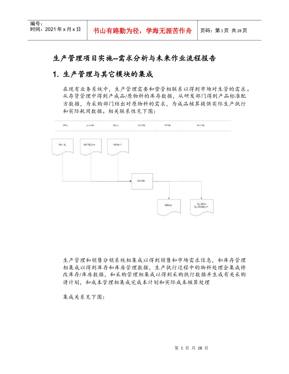 生产管理项目实施--需求分析与未来作业流程报告_第1页