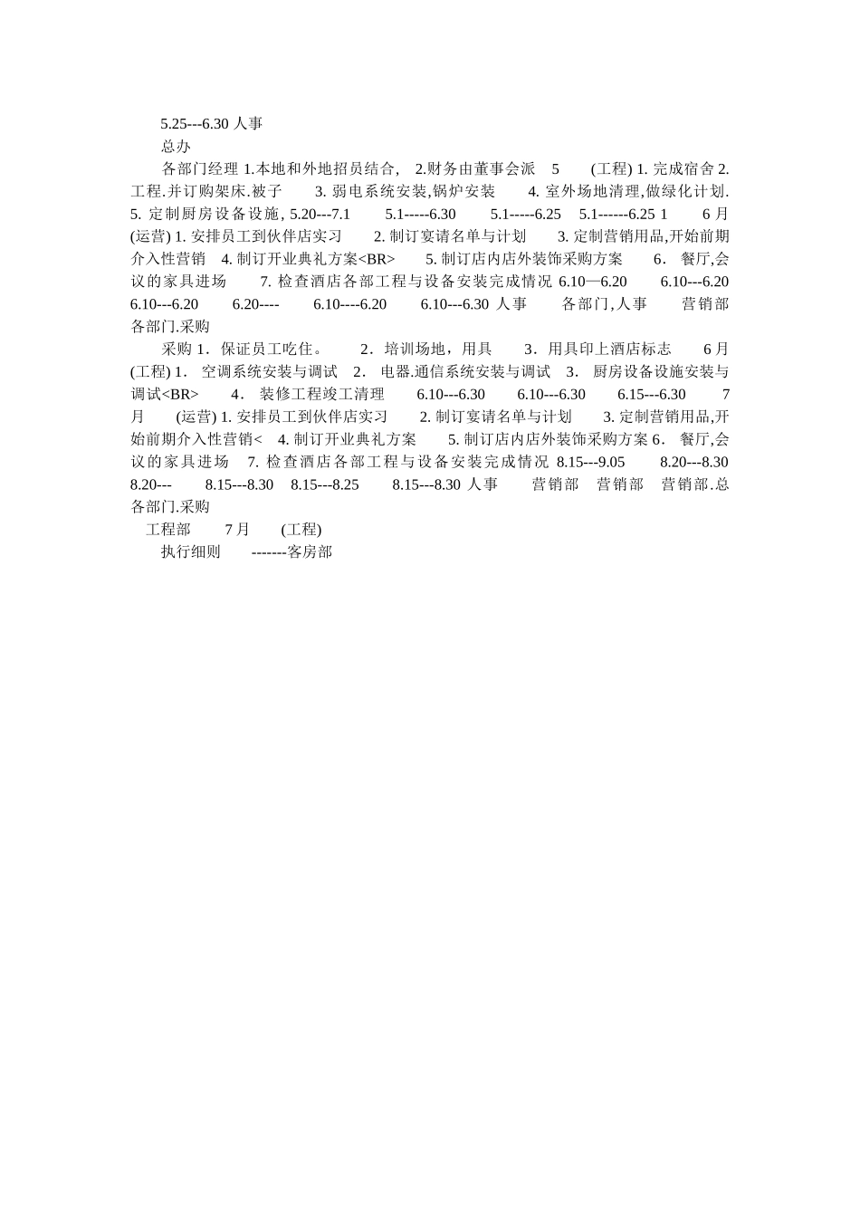某某酒店开业前的总体工作计划_第3页