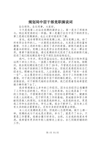 规划局中层干部竞职演说词