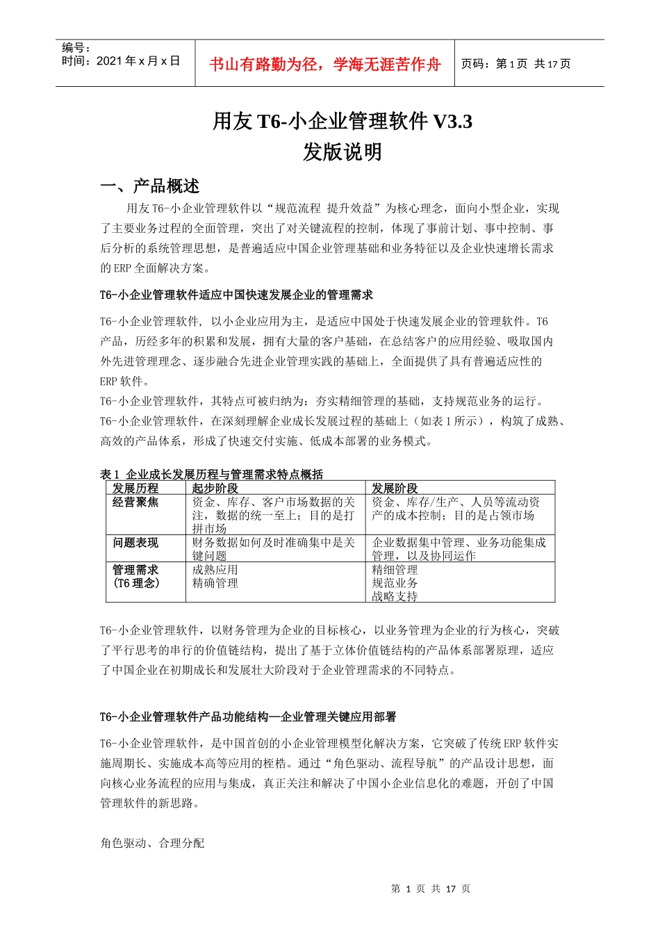用友T6-小企业管理软件V33_第1页
