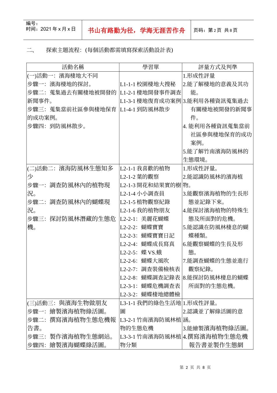 生态探索教案简案流程总表_第2页