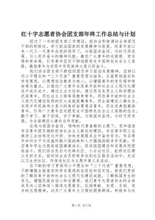 红十字志愿者协会团支部年终工作总结与计划