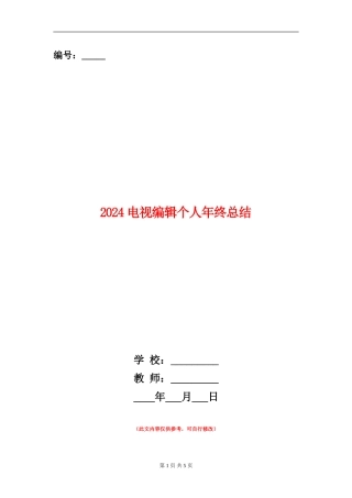 2024电视编辑个人年终总结