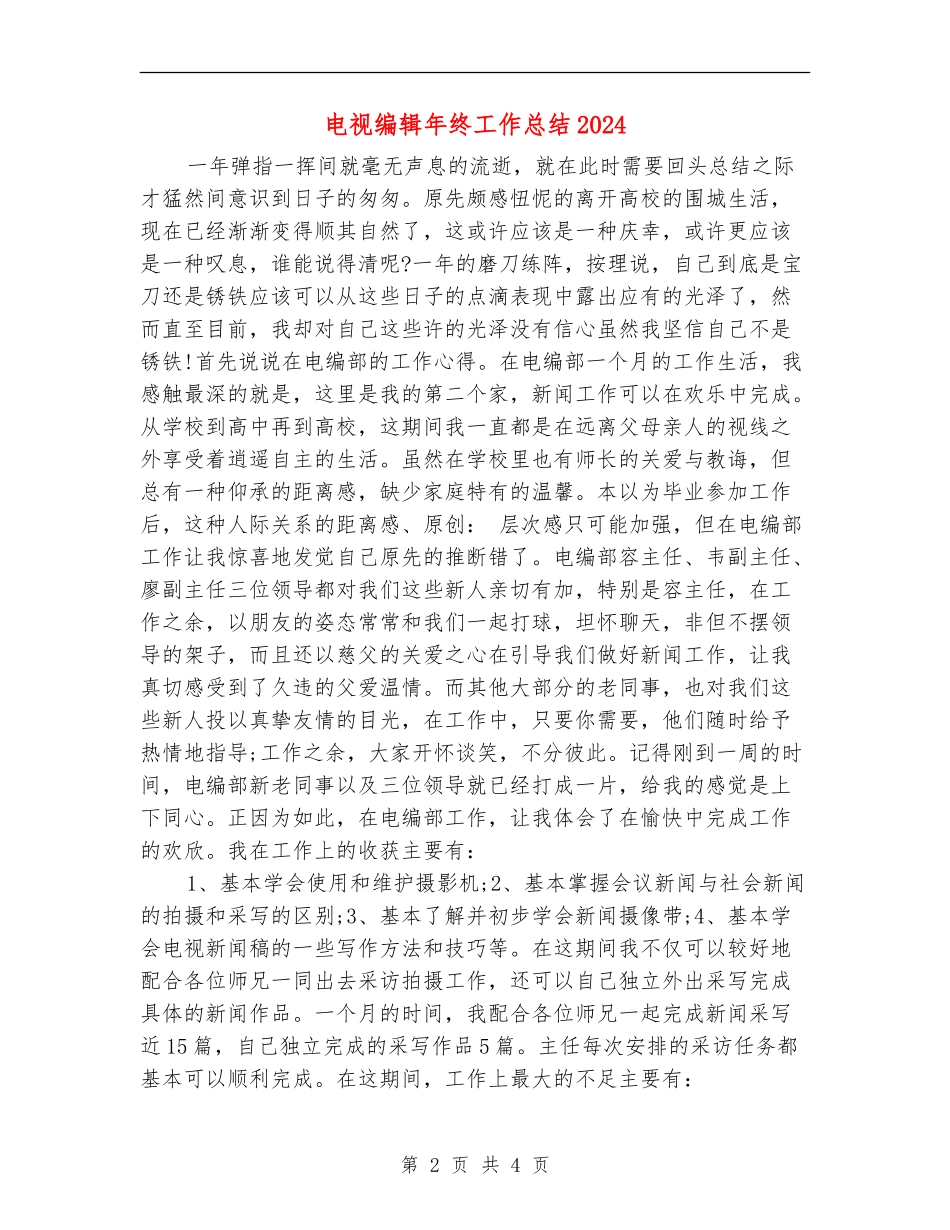 电视编辑年终工作总结2024_第2页