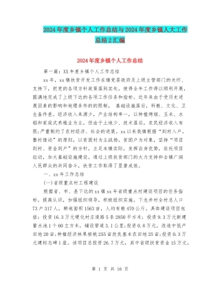 2024年度乡镇个人工作总结与2024年度乡镇人大工作总结2汇编