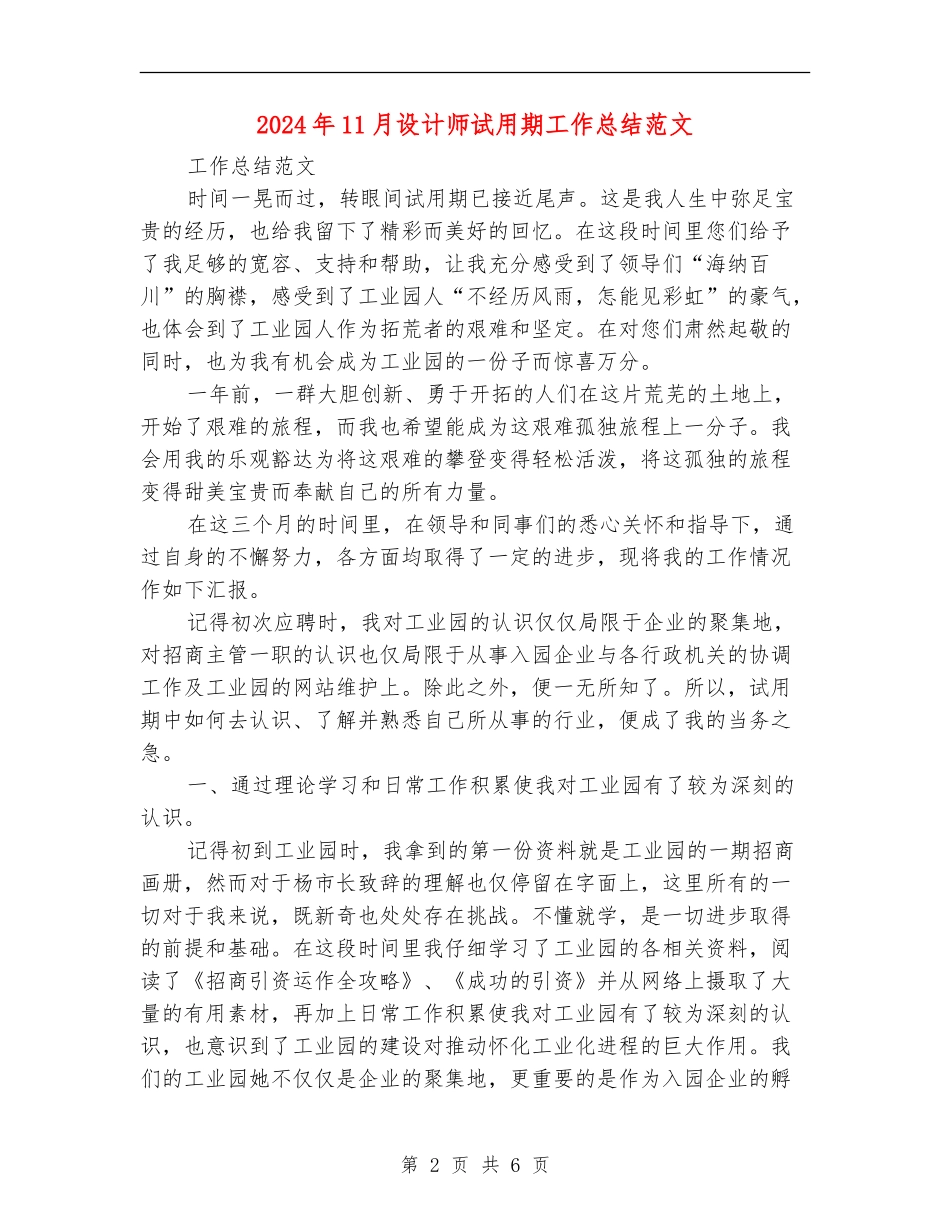 2024年11月设计师试用期工作总结范文_第2页