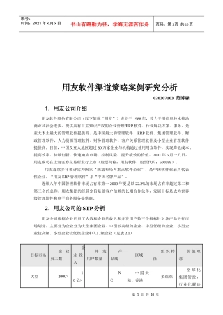 用友软件渠道策略案例分析