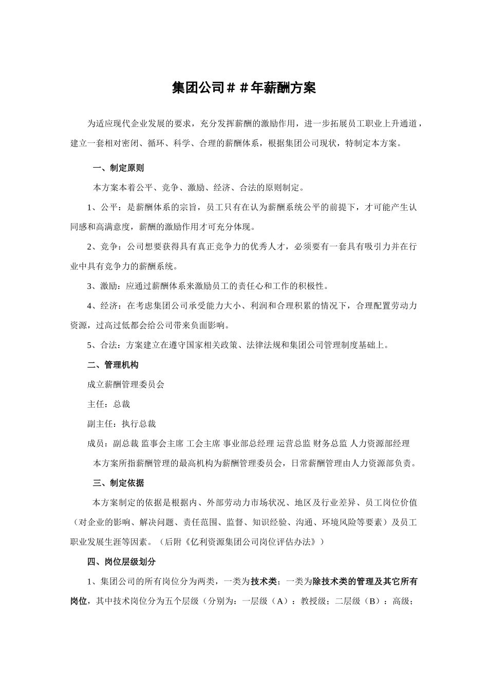 某某集团公司薪酬方案_第1页