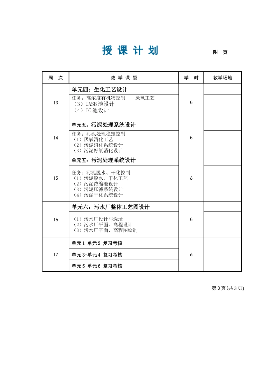 水污染控制工程授课计划_第3页