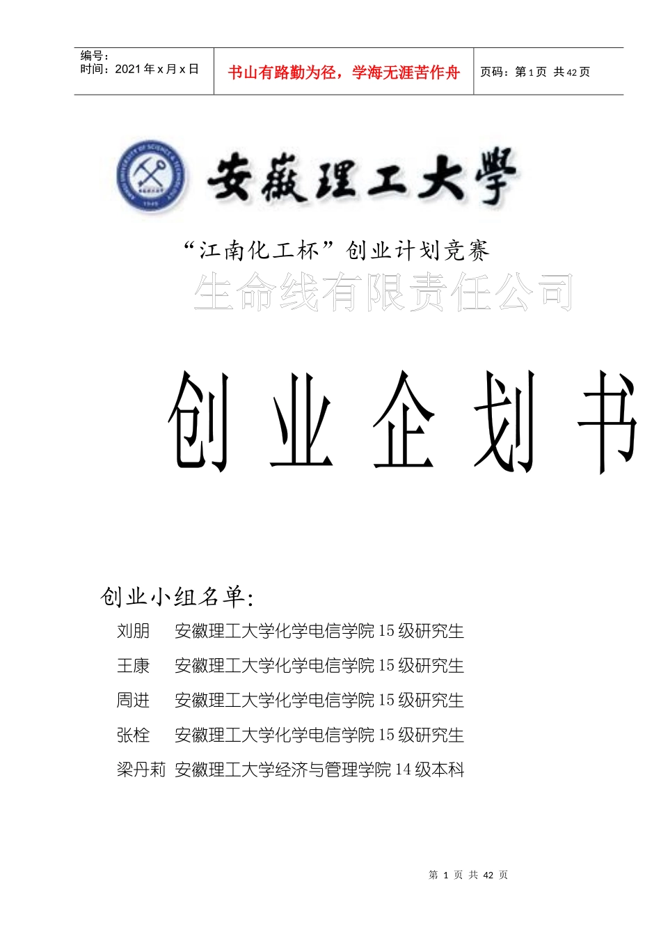 生命线有限责任公司企划书_第1页