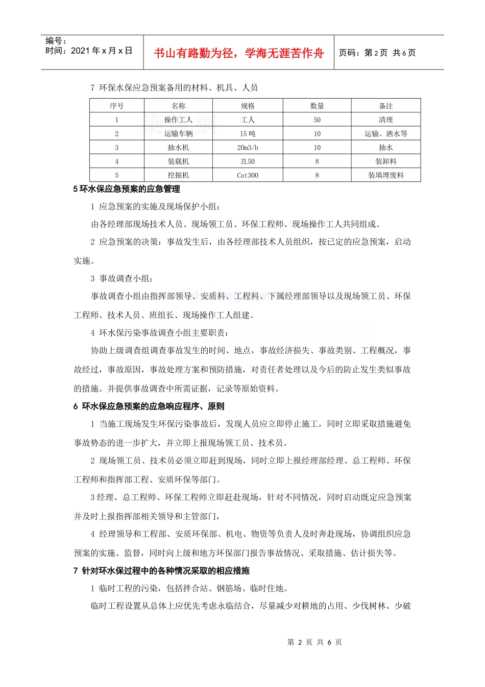 环境污染应急预案_secret_第2页