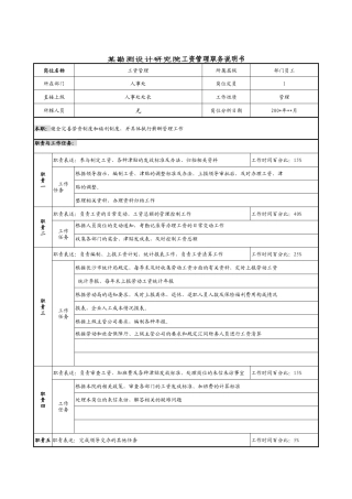 某勘测设计研究院工资管理职务说明书