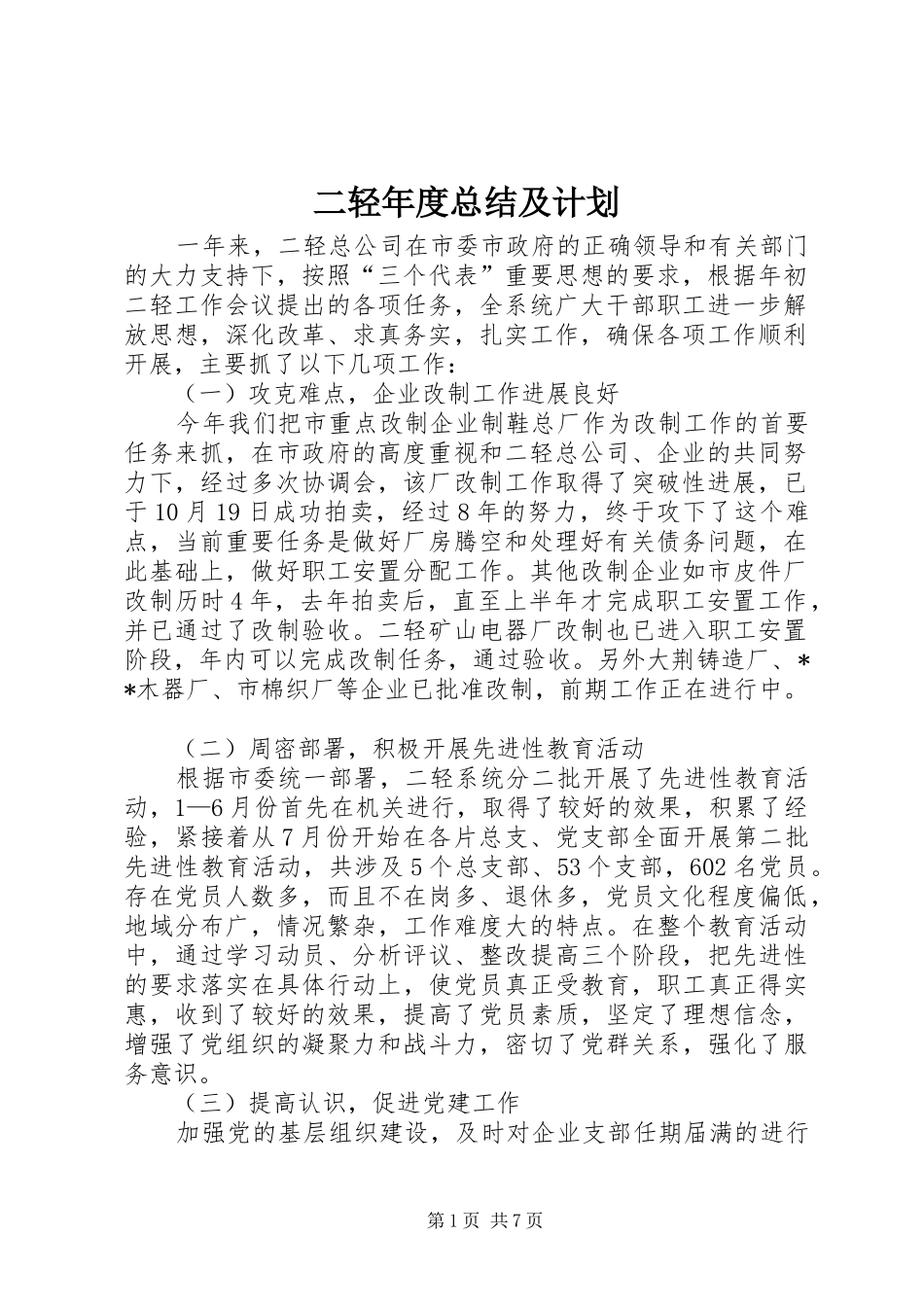 二轻年度总结及计划_第1页