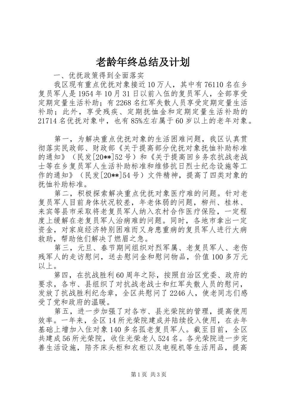 老龄年终总结及计划_第1页