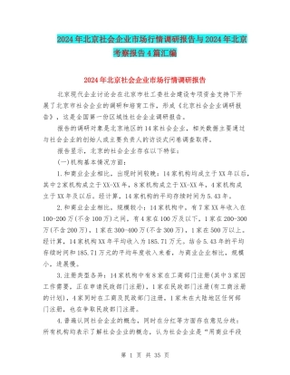 2024年北京社会企业市场行情调研报告与2024年北京考察报告4篇汇编