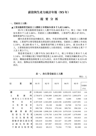 薪资与生产力统计年报(95年)