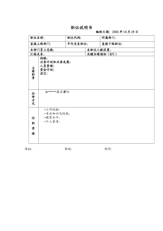 远卓-万向职位说明书