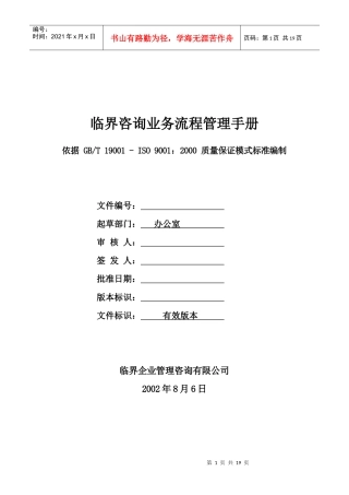 王家荣-临界咨询业务流程管理手册0812