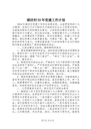 湖泾村XX年党建工作计划