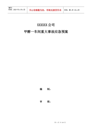 甲醇车间重大事故应急预案